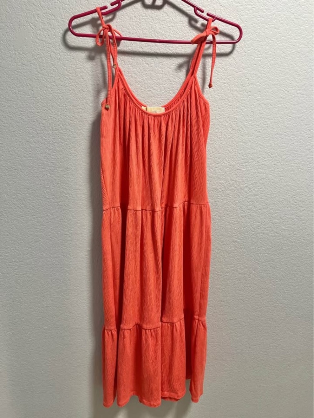 Michael Kors Salmon Colored Tiered Midi Dress